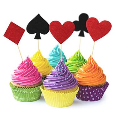 Imagem de Cupcake Topper 20Pcs Cupcake Toppers Poker Cupcake Toppers Poker Heart Cupcake Toppers Vegas Theme Cupcake Toppers Decorations for Poker Night Party Supplies Capacillos para Cupcake