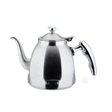 Imagem de Chaleira de acampamento aquática para fogão a gás, chaleira chaleiras, dispensadores de água quente, bule de chá de fundo plano de aço inoxidável com filtro anti-queimadura (prata B, 1,5 litros)