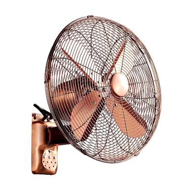 Imagem de Ventilador de parede de metal retrô para casa, comercial, restaurante, ventiladores oscilantes, temporizador de 3 velocidades, refrigerador de ar elétrico para uso em escritórios, quartos, estufas e garagens, ouro, 40,64 cm