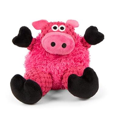 Imagem de goDog Damas Just for Me Sitting Pig Squeaky Plush Dog Toy, Tecnologia Chew Guard - Rosa, Mini