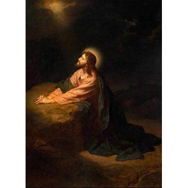 Imagem de Cristo no Jardim do Getsêmani (1890) de Heinrich Hofmann - 60x82 - Tela Canvas Para Quadro