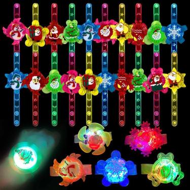Imagem de Brinquedos de Natal com pulseiras LED Fidget Spinner, pacote com 24 para crianças
