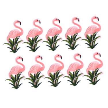 Imagem de Anneome 10 Pcs remendo do flamingo cola quente Adesivo térmico aplique de flamingo remendos bordados flamingo bordado de flamingo roupas fragmento Bandeira Acessórios