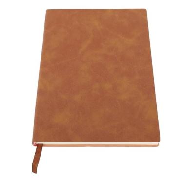 Imagem de Caderno de Escritório, 100 Folhas de Linhas Horizontais Leves Notebook Capa de Couro Pu Portátil para Escritório para Desenho (Marrom)