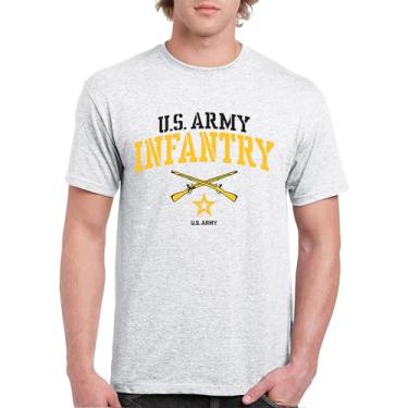 Imagem de Camiseta US Army Infantry Military Pride Veteran DD 214 Patriotic Armed Forces Soldier Gear Licenciada Masculina, Cinza-claro, GG
