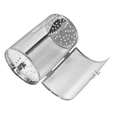 Imagem de MUNEFE Cesta de forno de 18 cm, tambor torrador, churrasqueira de tambor de aço para evitar que alimentos pequenos caiam da grelha