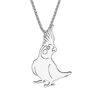 Imagem de RAIDIN Colar com pingente de papagaio de pássaro de aço inoxidável banhado a ouro 18 K para mulheres, meninas, lindos colares de arara escarlate, berloques, joias simples, presentes para amantes de