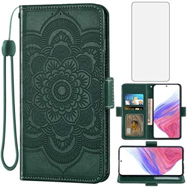 Imagem de Asuwish Capa carteira compatível com Samsung Galaxy A53 5G 2022 e protetor de tela de vidro temperado flip com suporte para cartão de crédito para celular Gaxaly A53 G5 Galaxies 53A SM A536U masculino