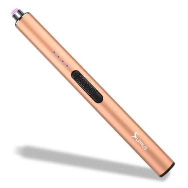 Imagem de SUPRUS Isqueiro elétrico recarregável com arco à prova de vento USB sem chama com trava de segurança para vela (pêssego fuzz)