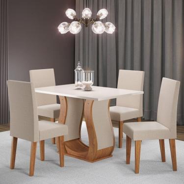 Imagem de Mesa de Jantar Retangular Criare 120x80cm com 4 Cadeiras Venus Mel/Blonde/Bronze