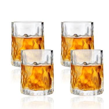 Imagem de Yenergy Copos de uísque ondulados, copo de vinho pesado, taças de vinho sem haste conjunto de 4.250 ml copo de enfeite de coquetel, copos de chá para casa/bar/festa (padrão de árvore primária, 250 g)