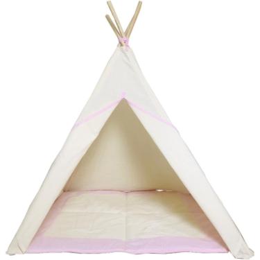 Imagem de Tenda infantil+tapete acolchoado rosa 135x90x90cm