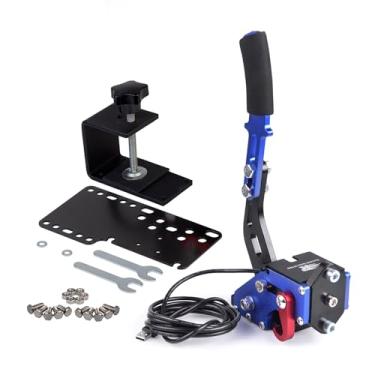 Imagem de ZHSYMX USB Handbrake for 16Bit SIM PC Racing Games, Compatible with G27 G29 G920 G923 T500 T300 Simulate Linear Handbrake With Fixing Clip and Plate（Only PC System） Blue