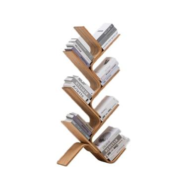Imagem de Estante moderna de árvore, estante de bambu alta para livros, organizador de livros, CDs, prateleiras utilitárias para casa