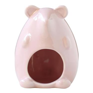 Imagem de Ioensy Hamster esconderijo casa pequena cabana ao ar livre interior legal cama de estimação de dormir para esquilo lemmings ratos chinchila pequeno, ROSA