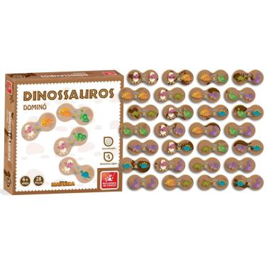 Imagem de Dominó Dinossauro 28 Peças Em Madeira Brincadeira De Casa