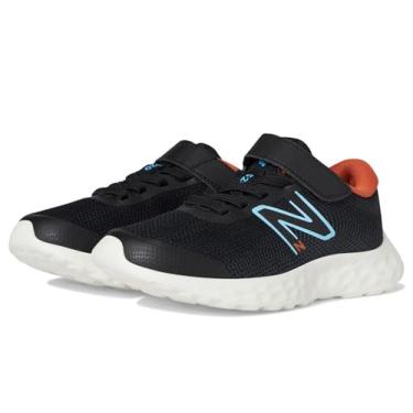 Imagem de New Balance Tênis de corrida unissex infantil 520 V8 com renda elástica, Preto/Team Sky Blue/Argila Infield, 2 Little Kid