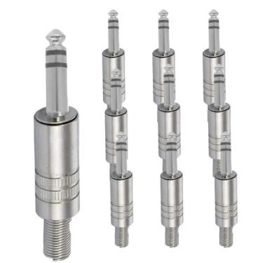 Imagem de Kit 10 Plug P10 Mono Stereo Instrumentos Musicais Mesa Som Profissiona