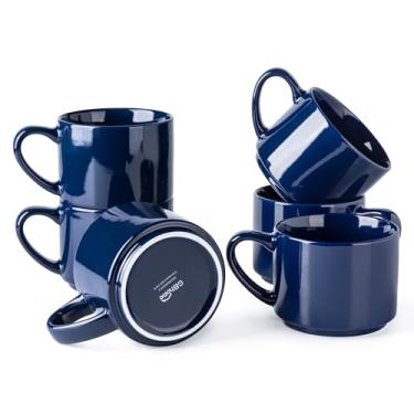 Imagem de GBHOME Conjunto de 6 Canecas de Cerâmica de 400 ml, Empilháveis, Modernas, para Café, Latte, Cappuccino, Seguras para Lava-Louças e Micro-ondas