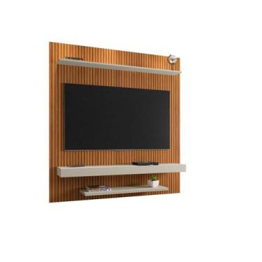 Imagem de Estante Painel Para Tv Até 60 Pelegadas Ripado Em Pintura 3d Leme Luxo