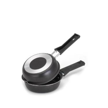 Imagem de Frigideira Dupla Hamburgueira e Omeleteira Antiaderente 14 cm Preto - 