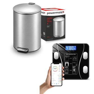 Imagem de Kit Balanca Bio Profissional Bluetooth e Lixeira Slim 5L - Powermaid