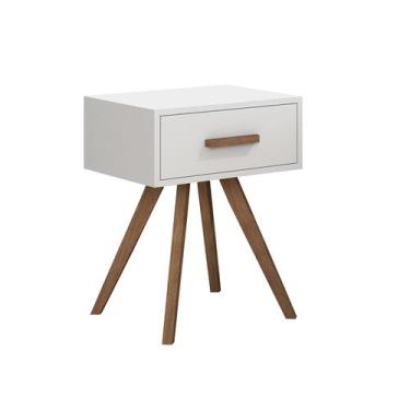 Imagem de Mesinha De Canto Classic Cabeceira Gaveta Madeira 4 Pés - A7home, Bran