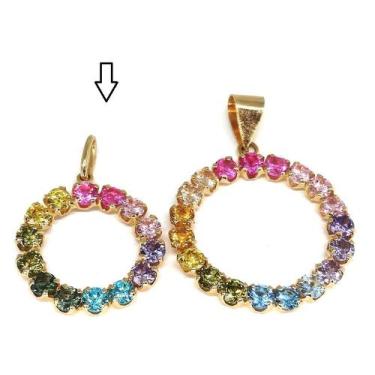 Imagem de Pingente de ouro 18k Redondo com Pedras - Elegancy Joias