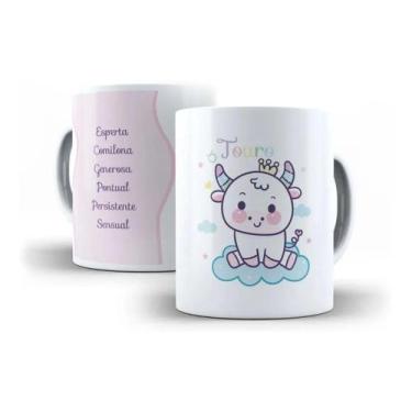 Imagem de Caneca Porcelana Touro Signos Cute Taurina - Villa Caneca