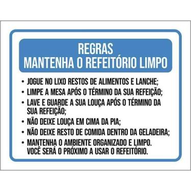 Imagem de Placa Sinalização - Regras Mantenha Refeitório Limpo 36X46 - Sinalizo