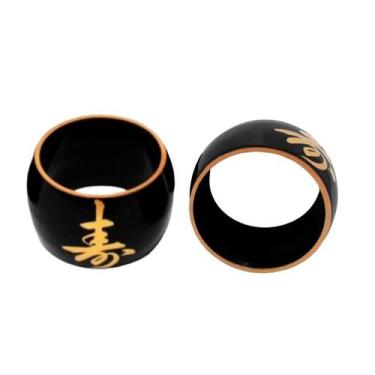 Imagem de Porta Guardanapo Preto Com Ideograma Japonês Dourado - AC