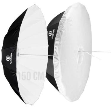 Imagem de Sombrinha Rebatedora Preta Branca 150cm Greika Bw16-60s com Capa Difus