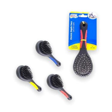 Imagem de Escova Dupla Face P/ Pelo Pet Gato Cachorro Cerda Macia 18cm - Mimo Pe