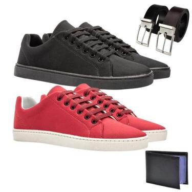 Imagem de Kit 2 Sapatênis Casual Ousado + Cinto Preto + Carteira - Rosa Helena, 