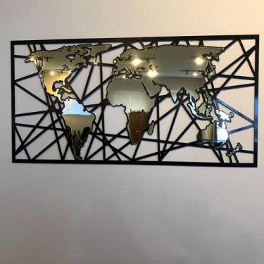 Imagem de Quadro Decorativo Mapa Mundi em Acrílico MDF 100x50cm Sala Quarto Escr