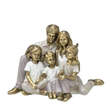 Imagem de Escultura Familia Casal Com Filha e Dois Filhos Em Resina - Espression