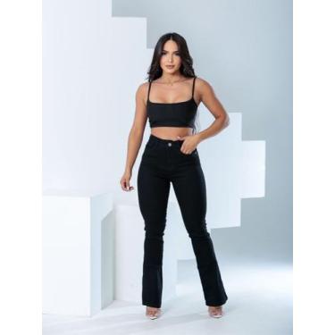 Imagem de Calça Jeans Feminina Preta Flare Lycra Tecido Premium Ref: 0039 - PARA