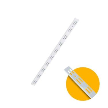 Imagem de Trilho Cremalheira Duplo Branco de 50 Cm Em Aço Para Prateleiras - Di 
