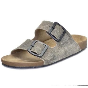 Imagem de Sandália Pierrô anatômica couro legítimo cor cinza envelhecido, 36, Fe