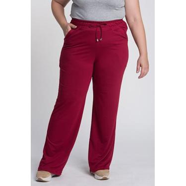 Imagem de Calça Feminina Plus Size Pantalona Moletinho Bolsos  - Serena, G3, Bor