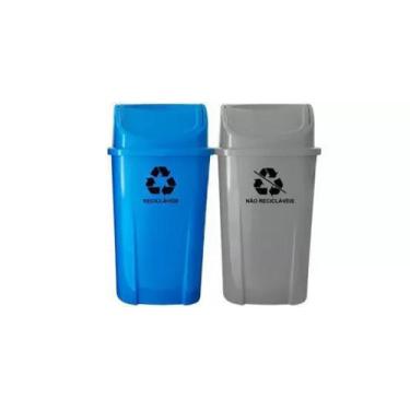 Imagem de Kit 2 Lixeiras 60L S/ Suporte - JSN, Cinza
