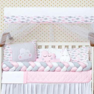 Imagem de Kit Conjunto Para Mini Berço Menina Trança Nuvem 11 Peças Acompanha Na