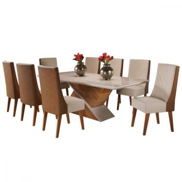 Imagem de Mesa De Jantar Com 6 Cadeiras Glamour Topazio Off White Vier Blonde / Off White