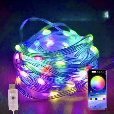 Imagem de Pisca Cordão LED 10 Metros Digital RGB 100 LEDs IP67 Bluetooth USB - M