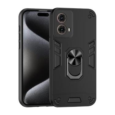 Imagem de Pzwoxukhov Capa compatível com Motorola Moto G85, compatível com Motorola Moto G85 suporte embutido para carro magnético à prova de choque e antiqueda, capa preta