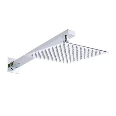 Imagem de DUCHA DE BANHO QUADRADA INOX 20X20cm COM BRAÇO PAREDE - CREATORE METAI