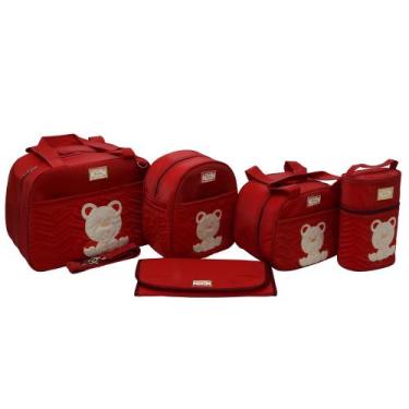 Imagem de Kit Bolsa Mala Maternidade Bebê Menina 5 Peças Urso - Isadora Baby