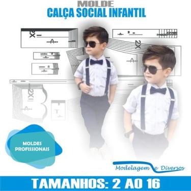 Imagem de Molde De Calça Social Infantil, Modelagem&Diversos, Tamanhos 2 Ao 16 a