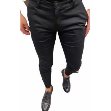 Imagem de Calça Alfaiataria Masculina Skinny Zip Off Preto Bolso Faca, 46, Preto