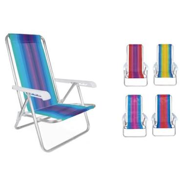 Imagem de Cadeira Reclinável de Aluminio 04 Posições Praia Piscina Camping MOR